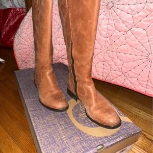 Born Brown Leather Knee-High Boots Wide Calf